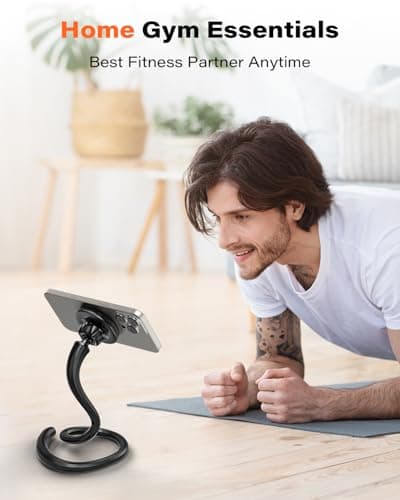 A2C Flexible Gooseneck Phone Holder for iPhone Mag safe, Long Arm Gym Magnetic Phone Holder for Treadmill Peloton, Portable Fitness Home Gym Accessory for 4.0''-7.0'' Smartphones — view 3