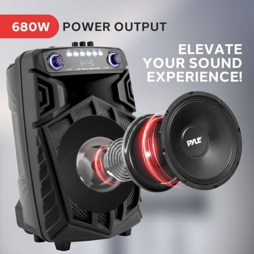 Pyle Portable Bluetooth PA Speaker with LED Lights, 10 inch — view 2