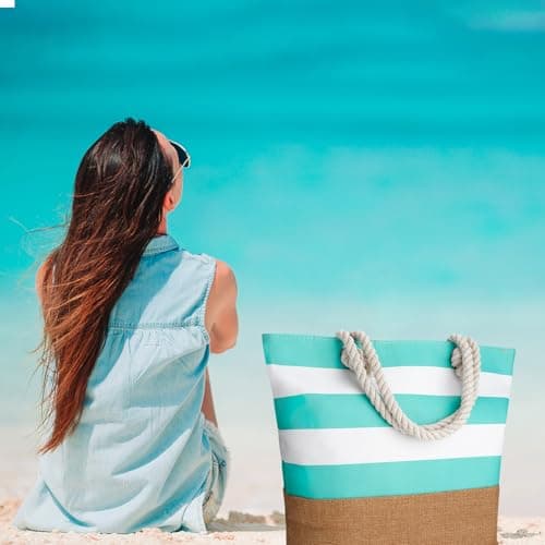 ViEinkaufen 2 Pack Waterproof Beach Bag,Beach Bags for Women with Zipper — view 2