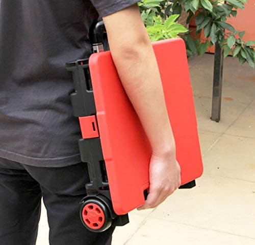 FLYIFE Movable Hand Trucks Cart Shopping Cart, Folding Car Boot Storage Box with 2 Wheels Shopping Grocery Cart Travel Portable Basket for Camping Picnic Trolleys — view 3