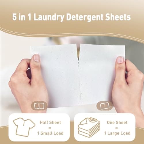 YUCO Laundry Detergent Sheets 80 Loads, Eco Travel Laundry Detergent Liquidless Detergent Soap Sheet, Dissolvable in in Sink and Washer, Plastic Free Packaging, Amber Sandalwood (1 Pack, 150g) — view 4