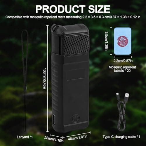 AOOWU 3-in-1 Electric Mosquito Repellent with 20PCS tablets, Portable Mosquito Repeller, Double-Sided Insect Repellent with Camping Lantern & Power Bank Function, for Outdoors, Camping, Backpacker — view 2