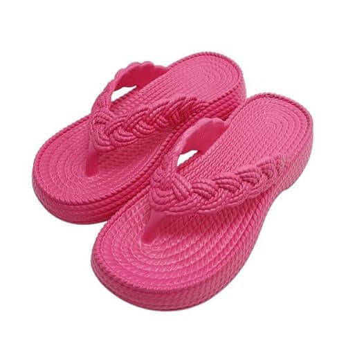 AEGJEGVD Beach Flip Flops Women Linen Sandals,Ladies Thick Sole Slope Heel Flip Flops Summer Outdoor Non-Slip Platform Sandals Soft Comfort Lightweight Sliders Orthopedic Shoes Size 3.5-5.5 — view 5