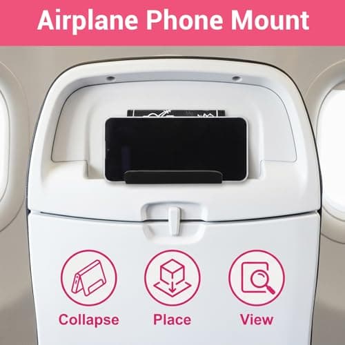RAHHLIZS Airplane Phone Holder Stand, Adjustable Flexible Plane Phone Holder Travel Essential for Cellphone Tablets Books Portable Lightweight Leather Design for Air Travel, Work, and Home Use — view 3