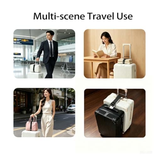 2 PCS Luggage Connector Straps for Suitcases, Adjustable Elastic Luggage Straps for Suitcases to Connect 2 Suitcases, Portable Travel Suitcase Strap Accessory (Black) — view 6