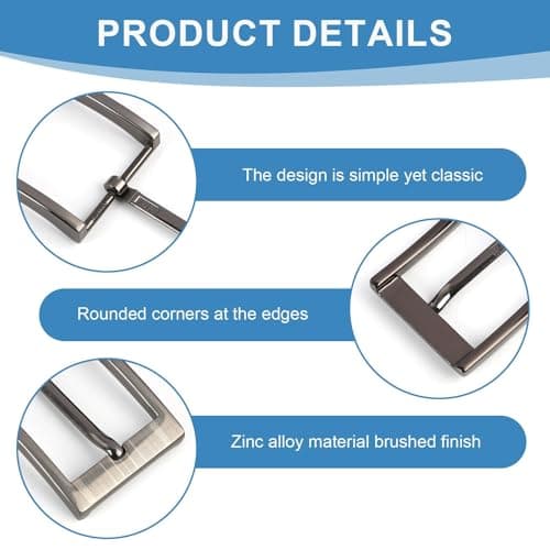 Trpoey Metal Zinc Alloy Belt Buckle 40mm Pin Buckle Head, 1.57 Inches Single Prong Square Replacement Buckle for Men Women Belt, Classic Style DIY Replacing Old Belts (Laser Black) — view 3