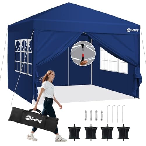 Sekey Pop Up Gazebo with Sides 3m x 3m, Heavy Duty Gazebo with Carry Bag, Instant Setup, Waterproof 1000mm - Marquee Garden Party Tent Outdoor, Navy
