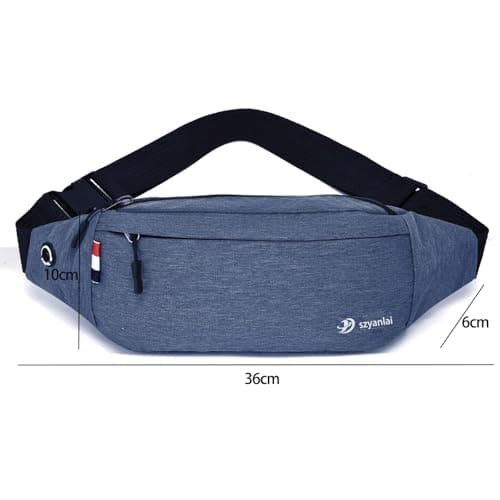 Bum Bag for Ladies Women Men Girls Bumbags Waist Fanny Pack with Headphone Jack and Adjustable Belt for Sport Running Hiking for Men Women (Blue) — view 6