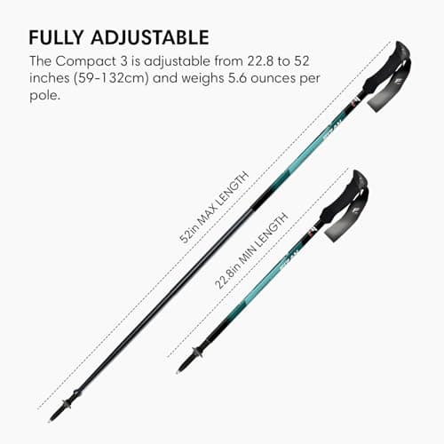 Fizan Compact 3 Trekking Poles – 5.6 oz Ultralight, Backpacking, Thru Hiking Poles, Adjustable, Collapsible, Customized Fit, EVA Grips, Aluminum Walking Sticks (Compact 3 / Pink) — view 4