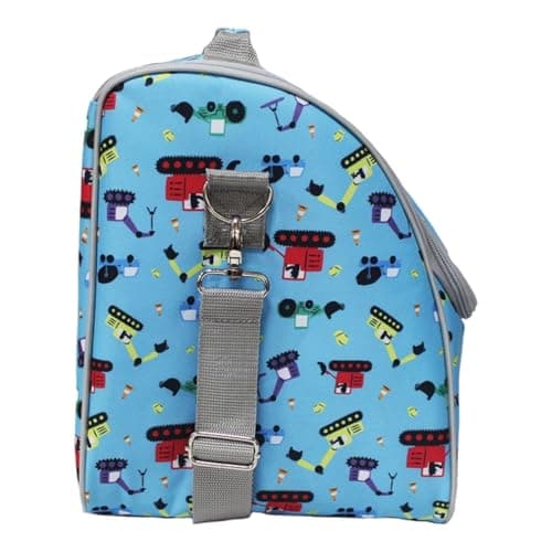 Tiddler Cooler Bag | Extra Large Insulated & Double Zipped | Carry Handle & Padded Shoulder Strap (Diggers & Lorries) — view 4