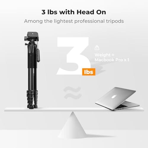 K&F CONCEPT 75"/190cm Compact Camera Tripod, Load Capacity 8kg — view 4