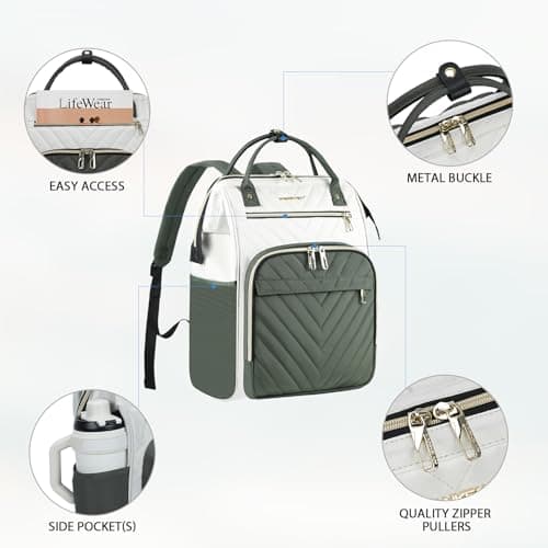 VANKEAN Laptop Backpack Women, 17.3 Inch Backpacks College Work Army green — view 5