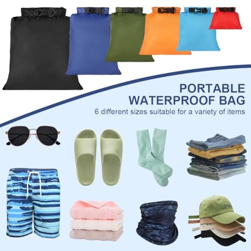 vsshe Waterproof Dry Bags 6PCS, Lightweight DryBags, Compression Sack Canoe Bag with1.5L, 2.5L, 3L 3.5L, 5L, 8L Sacks Bag for Kayaking Rafting Boating Hiking Camping Travel Backpacking — view 4