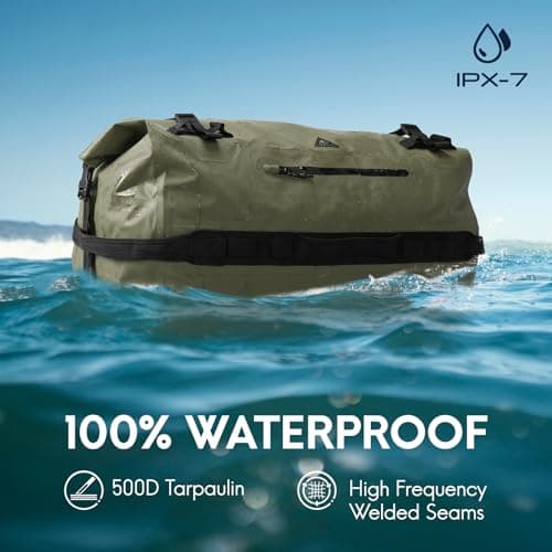 Haimont IPX7 Waterproof Roll-Top Dry Duffel Backpack, Army Green, 60L — view 2