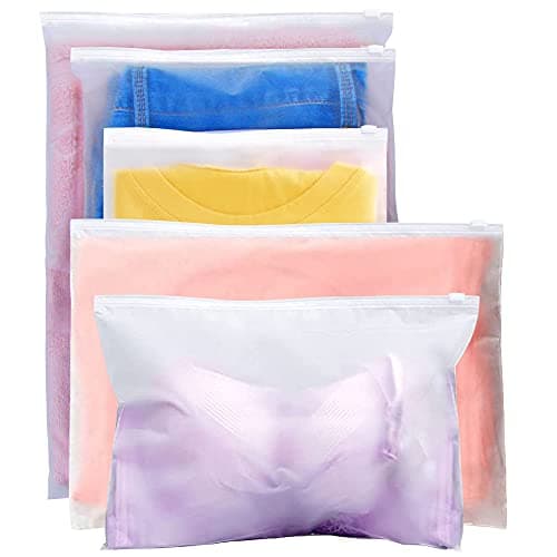 Annhao 30pcs Travel Storage Bags, Reusable Saving Space Plastic Ziplock Seal Clothes Bags Frosted Waterproof Multifunctional Luggage Organiser Pouch for Clothes, Underwear, Shoes, Cosmetics (5 Size)
