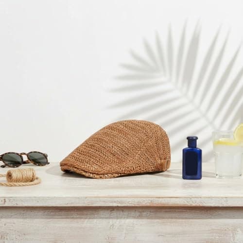 Vobumix Straw Newsboy Cap Vintage Painter Hat Travel Flat Cap for Summer Holiday Vacation Beach Sun Protection Accessories — view 4
