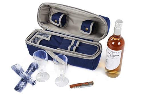 Greenfield Collection 2 Person Insulated Deluxe Wine Cooler Bag with Accessories, Perfect for Picnic, Camping, and Beach (Navy Blue) — view 4