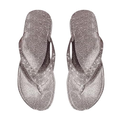 Rhinestone Embellished Flip Flops for Women with Comfort Arch Support Fashionable Summer Beach Travel Walking Thong Style Slip On Indoor Outdoor Lightweight Non-Slip Slippers Yoga Mat Cushion Sandals