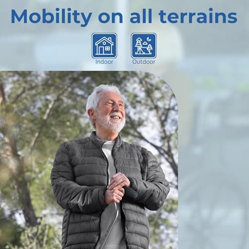 Days Adjustable Tripod Walking Stick – Height Adjustable Walking Stick with Non Slip Base for Elderly and Disabled – Lightweight Chrome Mobility Aid – Small Base for Compact Support — view 6