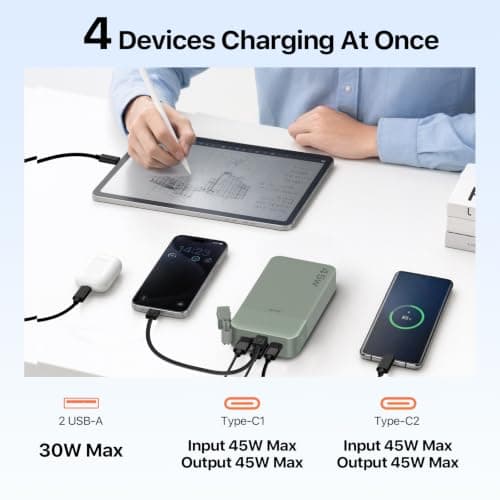 JUOVI Power Bank 45W 20000mAh Portable Charger with Detachable Cable — view 5