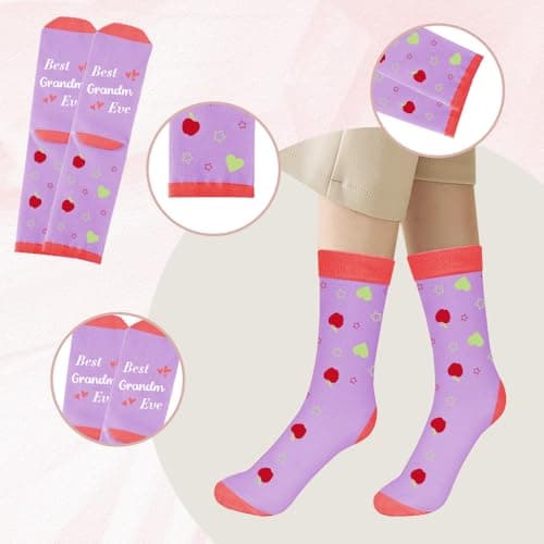 Bicfuiot Grandma Birthday Gifts for Grandma Gifts Grandmother Birthday Gift for Nana Grandparents Present for Nan Nanny Mothers Day Mother's Day Personalised Retirement Christmas Xmas Socks — view 4
