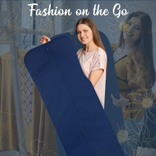 Wedcova Dress Bag | Hanging Garment Bags | Full Length Travel Covers | Wedding Long Clothes Storage Cover with Zipper for Women | 72 Inch (182cm) | Pack of 1 | Navy Blue — view 6
