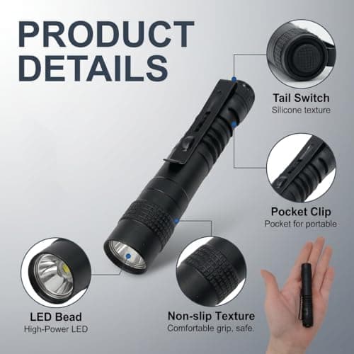 3-Pack Mini Pocket LED Torch, Super Bright Waterproof Flashlight — view 6