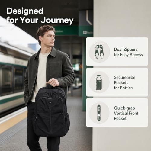 DINSAGE Backpack Black School Bag for Boy Girl, Foldable Rucksack, Lightweight Large Capacity Black School Bag, Casual Travel Daypack for School, Hiking, Sports, Teens, Students — view 6
