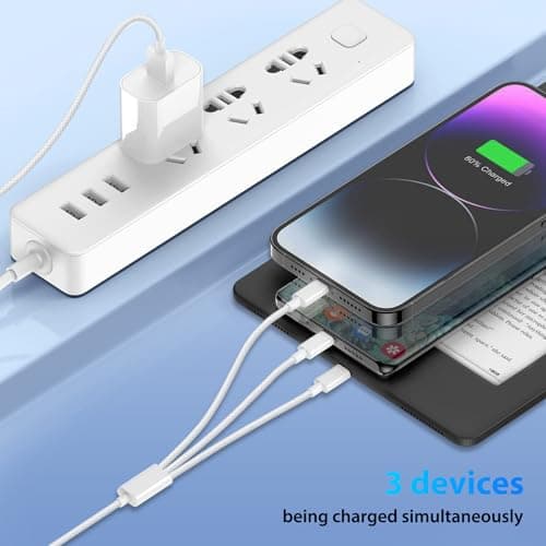 Multi Charger Cable 1.2M 3 in 1 Multi Charging Cable Nylon Braided Multiple — view 4