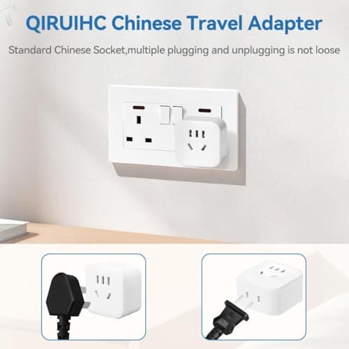 2-Pack Chinese to UK Plug Adapter,2/3 Pin China to 3 Pin Plug Adaptor — view 3