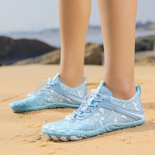 Hike Barefoot Shoes for Men and Women with Wide Toe Box, Healthy & Non-Slip Breathable Barefoot Water Shoes, Beach, Pool, Aqua, Swimming, Surfing, Hiking, Walking Shoes, sky blue, 38.5/39.5 EU — view 3