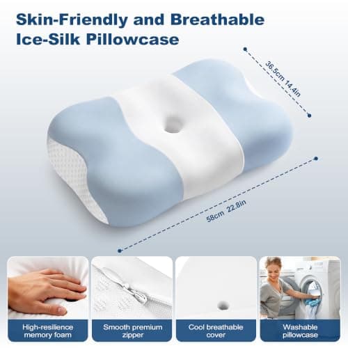 VYLEE Memory Foam Pillow, Neck Pillow, Ergonomic Pillow, Cervical Pillow — view 6