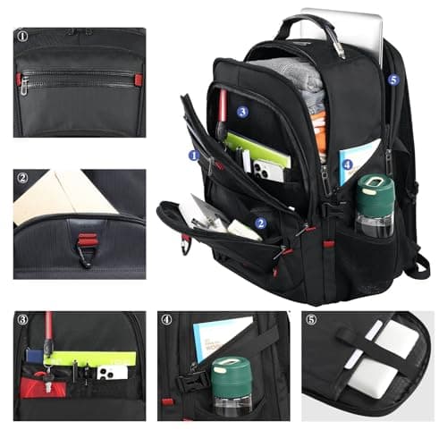Z-MGKISS Men's Extra Large 55L Anti-Theft Backpack, TSA-Approved for 18.4-19" Gaming Laptops, Gym Work Travel for Business College Daypack (Black) — view 3