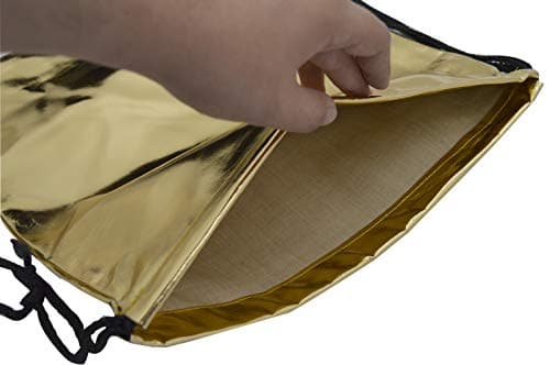 Macahel Shiny Metallic Unisex Drawstring Bag (Gold) — view 2