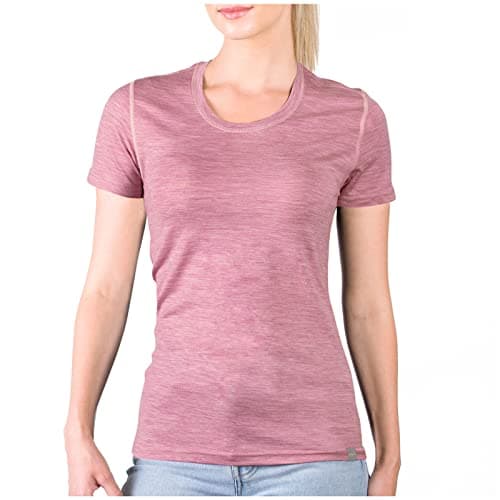 MERIWOOL Women’s Merino Wool Short Sleeve T Shirt Lightweight Base Layer - Pink - X-Small