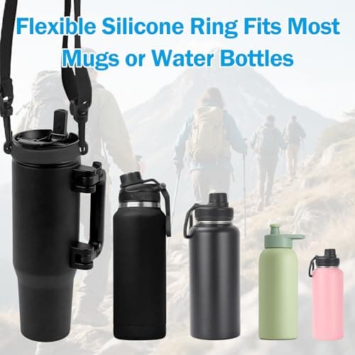 QACUU Black Adjustable Water Bottle Carrier with Shoulder Strap for Travel — view 6