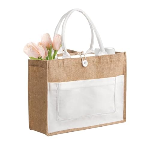 Bride Jute Tote Shopping Bag with Cotton and Hessian Waterproof Material for Beach, Wedding and Bridal Shopper