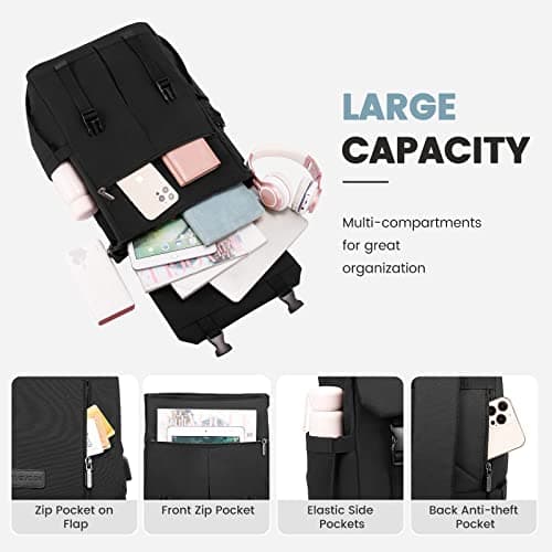 LOVEVOOK Backpack Womens Mens 15.6 inch Laptop Rucksack Bag for Ladies Waterproof High School Bags for Girls Boys Fashion Anti Theft Backpack with USB Casual Daypacks for Travel University Work — view 4