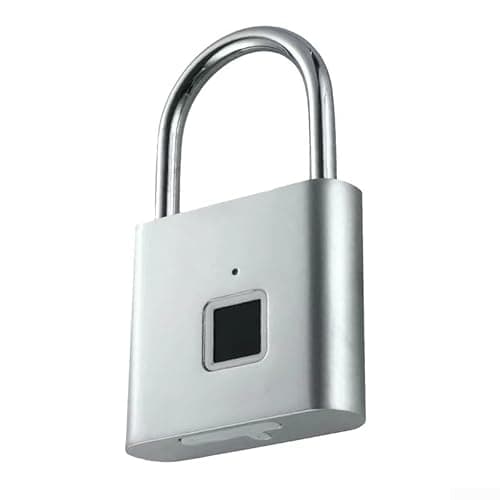 Biometric Fingerprint Padlock Designed for Keyless Entry on Suitcases Lockers Bikes Cabinets Drawers and Portable Storage Applications (Black)