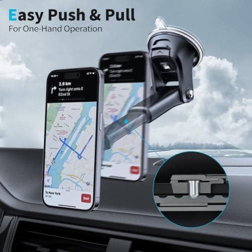 APPS2Car Magnetic Phone Car Mount - Strong 6 Magnet Holder, Flexible Adjustable Dashboard Mount for iPhone & More — view 3