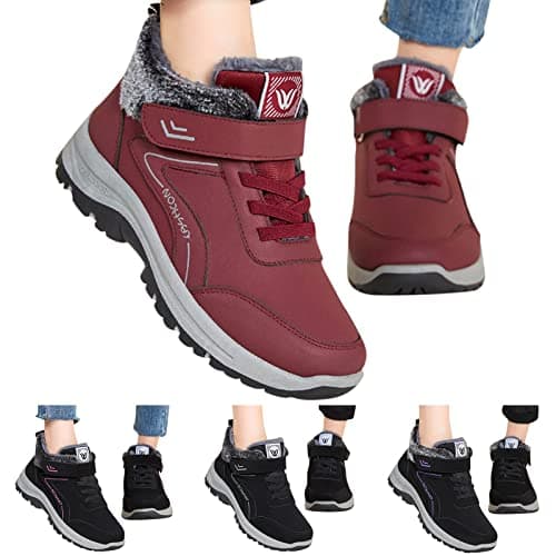 Walking Trainers Womens Womens Trainers Fashion Winter Wide Fit Orthopedic Shoes Comfortable Flat Round Toe Solid Color Plush Warm Trainer Arch Support Sneakers Running Shoes Women Grey 5.5 — view 4