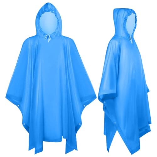 OSDUE 2 Pack Portable Raincoat, Rain Poncho Waterproof with Hoods and Sleeves, Reusable Rain Resistant Poncho for Camping, Emergency Situations, Travel (Blue) — view 2