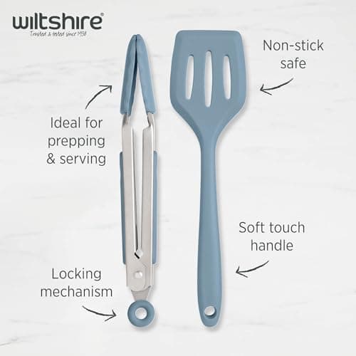 Wiltshire Silicone Mini Kitchen Tongs & Turner, Set of 2, Petrol Blue — view 2