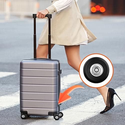 4 Pcs Luggage Suitcase Replacement Wheels Kits, 50 * 18mm Rubber Swivel Caster Wheel with Bearings, Repair Accessories with Screws & Wrenches for Most Tripp Suitcase Wheels (Black) — view 2