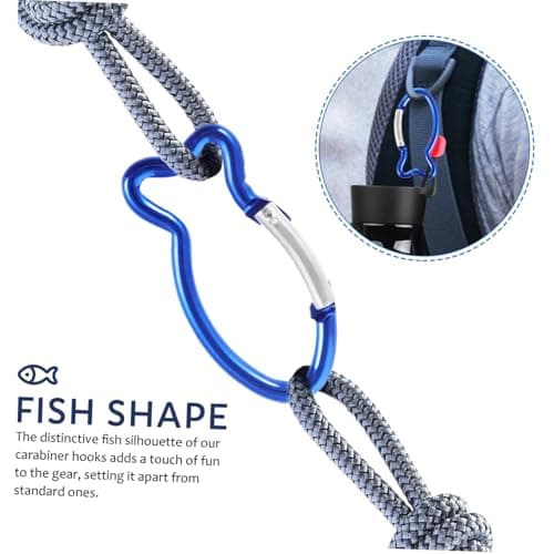 Fish Shaped Mini Carabiner Hook Clips 10 Pcs Aluminium Alloy Blue — view 3