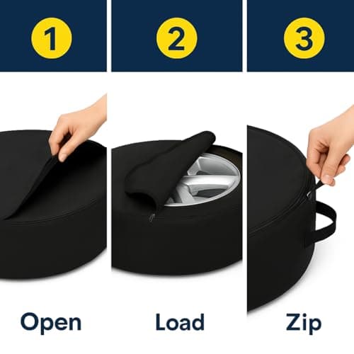 Car Spare Wheel Tyre Storage Bag - 65 cm Diameter - 23 cm Width - Waterproof Cover, Carry Handle, Anti-Slip Carpet-Grip Pads and Zip - Fits Space Saver Donut and Full-Size Wheels - UK Car Boot Storage — view 6