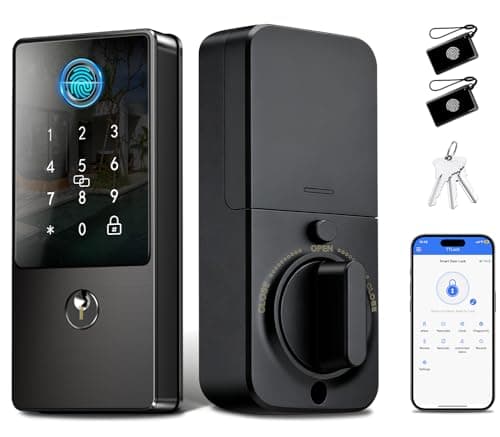 Biometric Smart Lock Deadbolt, Keyless Entry Door Lock with App Control & Remote Code Generation, Electronic Fingerprint Keypad for Home & Bedroom, Auto-Lock, Anti-Peep(Matte Black)