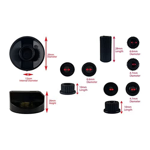 Ufixt Universal Cooker Control Knobs | 6 Pack Black Oven Dial Kit | Includes 18 Adapters for All Shaft Sizes | compatible with AEG Beko Bosch — view 3