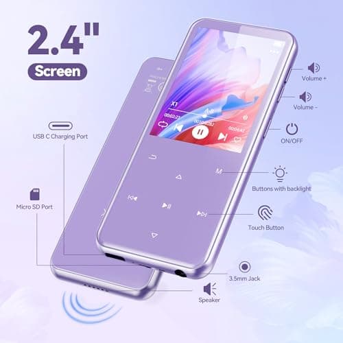 AGPTEK 64GB MP3 Player with Bluetooth, M3 2.4'' Player with Speaker Purple — view 6