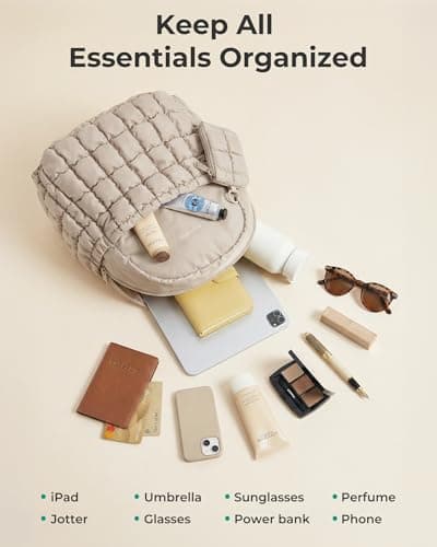 bagsmart Mini Backpacks for Women, Puffy Checkered Quilted Small Backpack — view 4